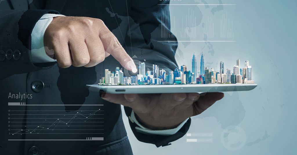 Digital business visualization representing integration and analytics