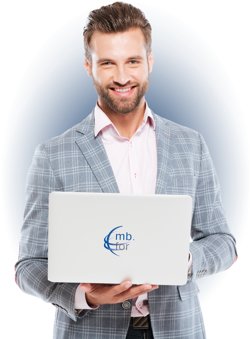 mb.for consultant holding a laptop